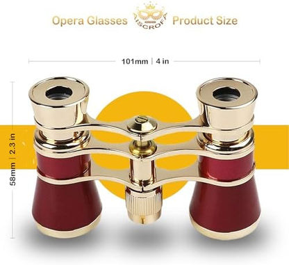 Opera Glasses,3X25 Theater Binoculars with Foldable and Extendable Handle,Mini Binocular Compact Lightweight,Portable Theater Glasses for Adults Kids Women in Musical Concert