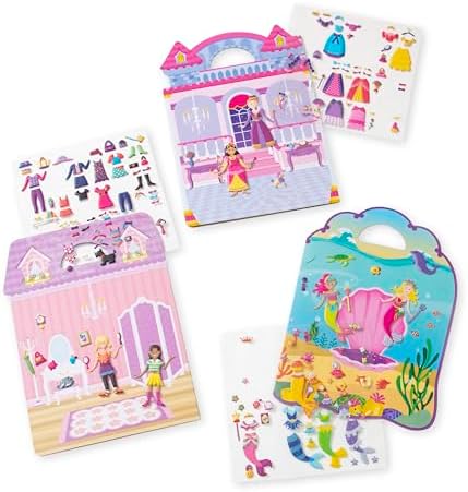 Melissa & Doug Puffy Sticker Activity Books Set: Dress-Up, Princess, Mermaid - 208 Reusable Stickers - FSC Certified