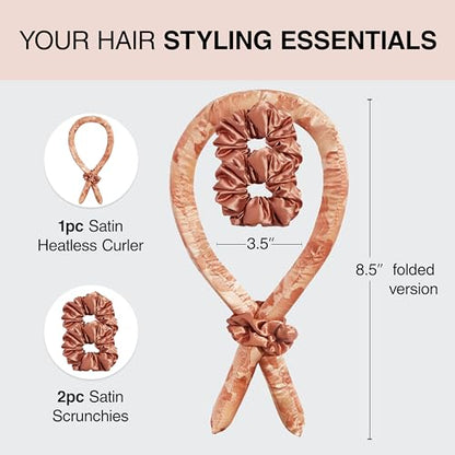 Disney x Kitsch Satin Heatless Hair Curler Set - Heatless Curls Overnight, Hair Rollers for Soft Curls & Frizz-Free Styling, No Heat Curlers To Sleep in, Curling Rod Headband - Princess Party