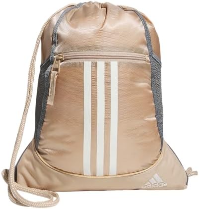 adidas Alliance Sackpack, Drawstring Backpack, Lightweight Small Gym Bag for Women and Men, Magic Beige/Off White, One Size