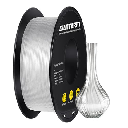 GIANTARM Clear PLA Filament, 1.75mm Transparent PLA 1kg Spool (2.2lbs), 3D Printer Filament with Vacuum Packaging