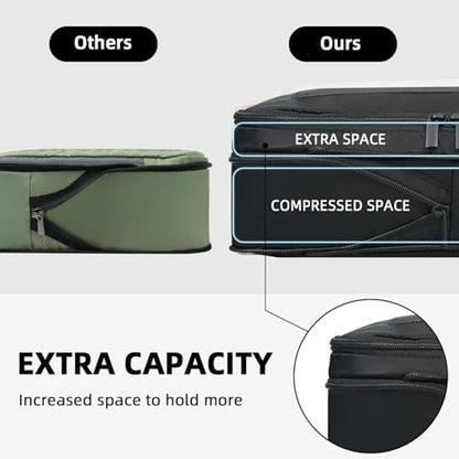 BAGAIL 4 Set/6 Set/8 Set Compression Packing Cubes Travel Accessories Expandable Packing Organizers (Square Mesh, 06-Black)