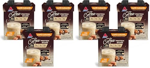 AtkinsCafé Caramel Iced Coffee Protein Shake, 15g Protein, Low Glycemic, 3g Net Carb, 1g Sugar, Keto Friendly (Pack of 2)