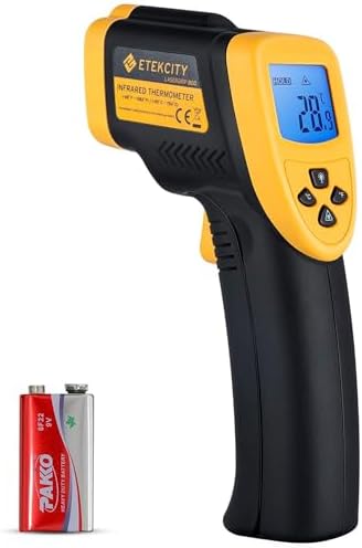 Etekcity Infrared Thermometer Temperature Gun 800, -58℉ to 1382℉ with 16:1 DTS Ratio, Digital Laser Temp IR Tool for Cooking, Pizza Oven, Griddle, Fridge, Engine, Pool, Non Contact, Yellow