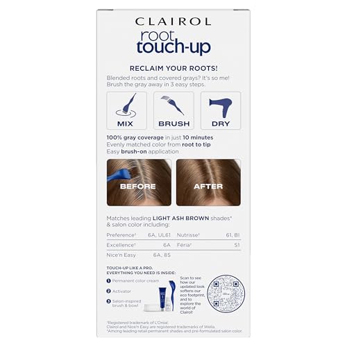 Clairol Root Touch-Up by Nice'n Easy Permanent Hair Dye, 6A Light Ash Brown Hair Color, Pack of 2
