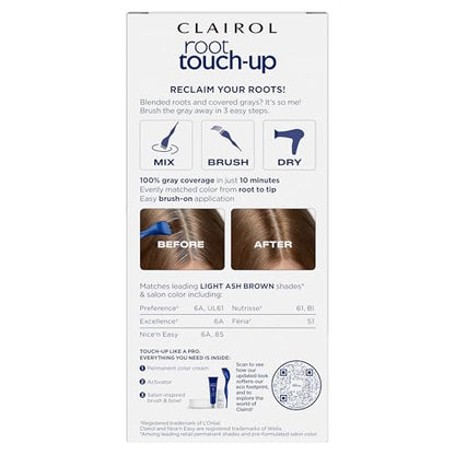Clairol Root Touch-Up by Nice'n Easy Permanent Hair Dye, 6A Light Ash Brown Hair Color, Pack of 2