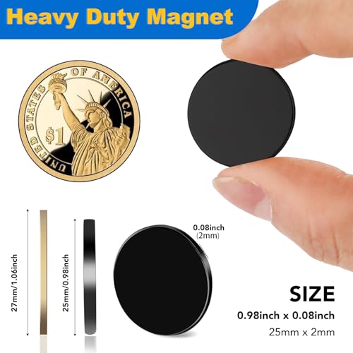 LOVIMAG Neodymium Disc Magnets, 60 Pack Small Strong Heavy Duty, Black Adhesive Magnets for Fridge, Craft, Whiteboard, Office, Scientific & DIY - 0.98 in x 0.08 in
