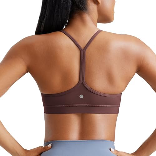 CRZ YOGA Butterluxe Womens Y Back Sports Bra - Padded Racerback Low Impact Spaghetti Thin Strap Workout Yoga Top