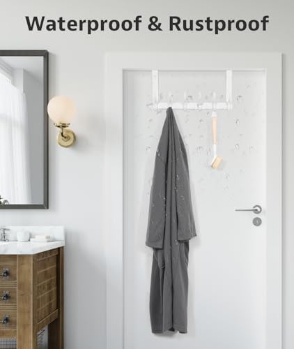 Over The Door Hooks, Door Hanger Hooks for Hanging, Over The Door Towel Racks for Bathroom, Coat Rack Door Towel Hanger Towel Hooks (2Pack, White)