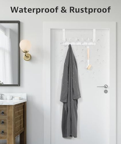 Over The Door Hooks, Door Hanger Hooks for Hanging, Over The Door Towel Racks for Bathroom, Coat Rack Door Towel Hanger Towel Hooks (2Pack, White)