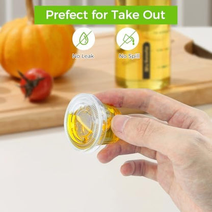 360 Set 1 oz Jello Shot Cups with Lids, Sturdy & Food Safe Disposable Plastic Portion Condiment Dipping Sauce Cups, Small Containers for Salad Dressing