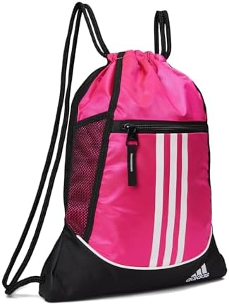 adidas Alliance Sackpack, Drawstring Backpack, Lightweight Small Gym Bag for Women and Men, Team Shock Pink, One Size