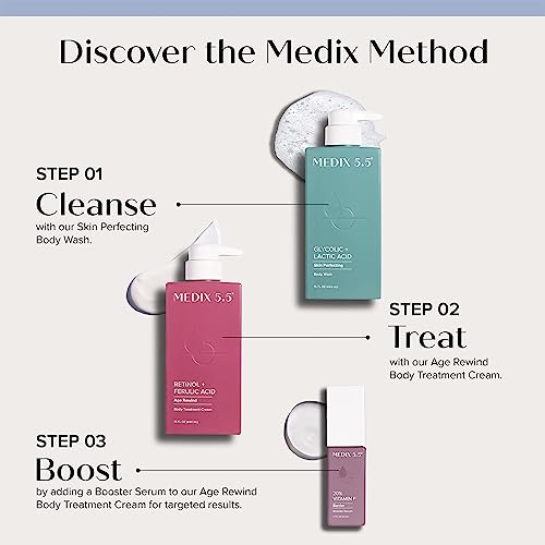 Medix 5.5 Retinol Body Cream + Vitamin C Lotion Anti Aging Moisturizer Skincare Set, Retinol Lotion Targets Wrinkles, Sagging Skin, Crepey Skin, Vitamin C Cream Brightens & Hydrates Dry Skin, Bundle