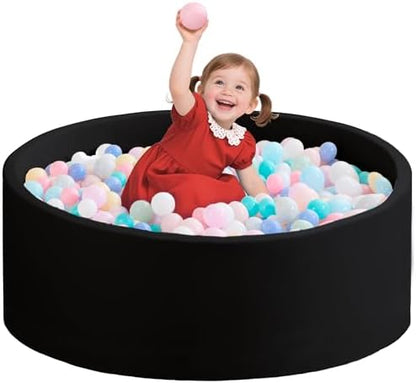 Ball Pit for Toddlers 35.43''x11.81 Baby Ball Pits Soft Memory Foam Ball Pit Round Kids Ball Pit Indoor Game Kids Play Ball Pool Ideal Gift for Girls and Boys (Black, NO Balls)