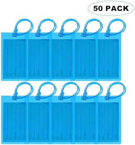 50 Pack Luggage Tags for Suitcases, Airplane Travel Essentials for Flying, International Travel Must Haves, and Luggage Accessories by Sodsay