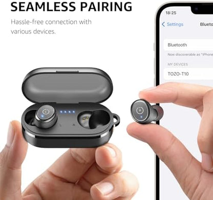 TOZO T10 Wireless Earbuds Bluetooth 5.3 Headphones, App Customize EQ, Ergonomic Design, 55H Playtime, Wireless Charging Case, IPX8 Waterproof Sound in-Ear Headset, 2025 New Version