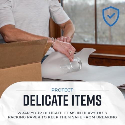 Bryco Goods Newsprint Packing Paper Sheets for Moving - 10lb - 320 Sheets of Newspaper Paper - Wrapping and Protecting Fragile Items, Box Filler, Shipping Supplies - 27" x 17" - Made in the USA