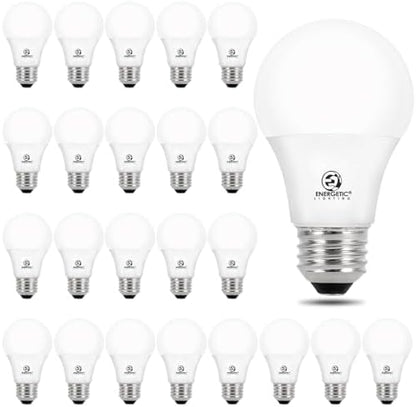 Energetic 24-Pack A19 LED Light Bulb, 60 Watt Equivalent, Daylight 5000K, E26 Medium Base, Non-Dimmable LED Light Bulb, ETL Listed