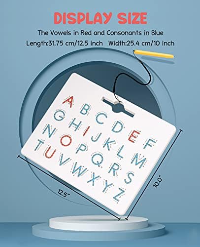 GAMENOTE Double Sided Magnetic Letter Board - 2 in 1 Alphabet Magnets Tracing Board for Toddlers ABC Letters Uppercase & Lowercase Practicing Learning Education Toys