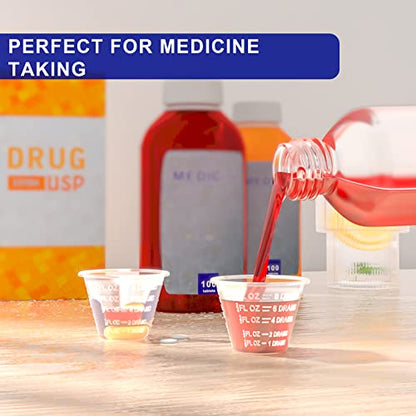 disposable medicine cups graduated, bulk pack of 1000, 1 oz (30ml) small plastic measuring cup for liquid medication, paint, epoxy, pill and resin