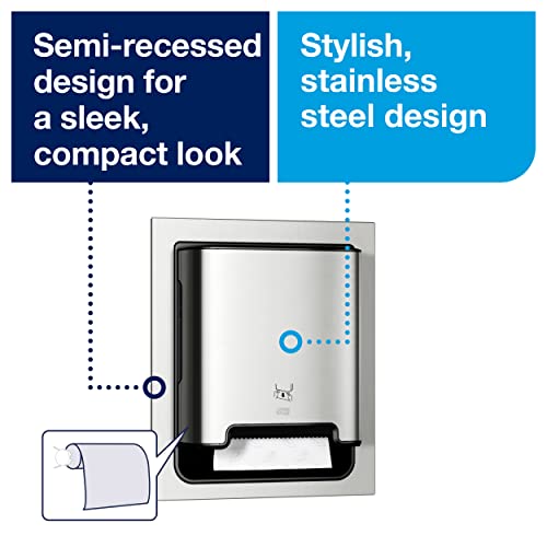 Tork Paper Hand Towel Dispenser, Stainless Steel - H1 + Refill - Universal Paper Hand Towel Rolls (6 Rolls)