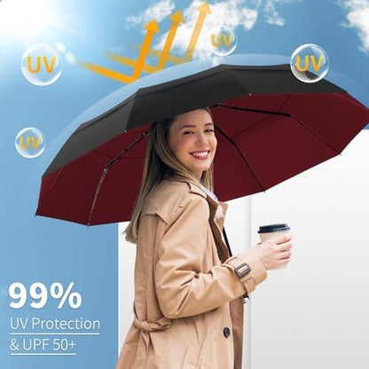 Seniny Windproof Travel Umbrella, Automatic Umbrellas for Rain, Portable & Compact Umbrellas for Backpack, Strong UV for Protection, Folding Small Sun Umbrella for Car, Walking