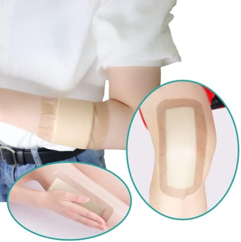 Dimora Silicone Foam Dressing with Border Adhesive 4"x8" Waterproof Wound Dressing Bandage for Wound Care 5 Pack