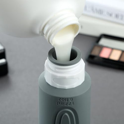 Travel Bottles for Toiletries, Large 6oz Oversize Containers, BPA Free Leak Proof Tubs Refillable Liquid Traveler Accessories with Toiletry Bag for Cometic Shampoo and Lotion Soap (4 Pack)