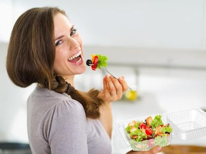 250 Count Clear Plastic Hinged Take Out Containers Clamshell Takeout Tray Food Clamshell Containers Outside Diameter for Dessert, Snacksetc, Cakes Slice, Cookies, Salads