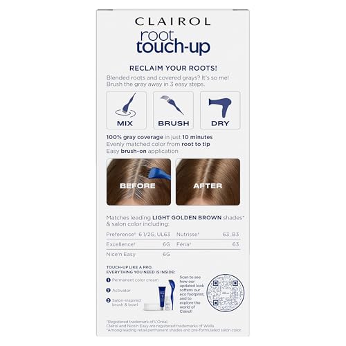 Clairol Root Touch-Up by Nice'n Easy Permanent Hair Dye, 6G Light Golden Brown Hair Color, Pack of 2