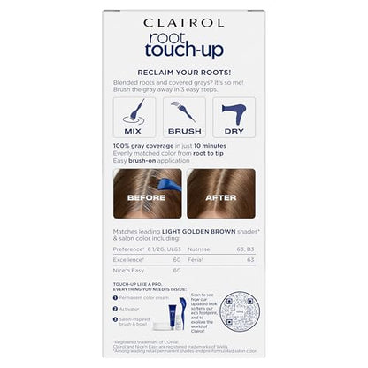 Clairol Root Touch-Up by Nice'n Easy Permanent Hair Dye, 6G Light Golden Brown Hair Color, Pack of 2