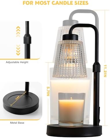 Candle Warmer Lamp with Timer Dimmable, Birthday Gifts for Women Mom, House Warming Gifts New Home Decor, Wax Melt Warmer for Jar Candles with 2 Bulbs