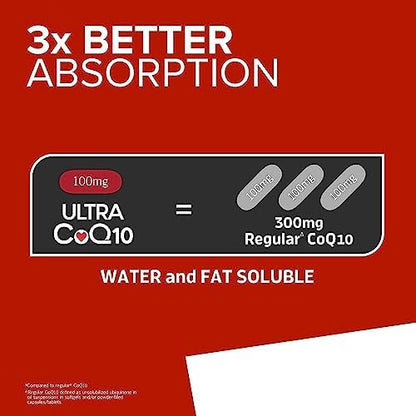 Qunol CoQ10 100mg Softgels, 3X Better Absorption 4 Month Supply + 120 Count Magnesium Glycinate Capsules 420mg, High Absorption Magnesium Supplement, 180 Count