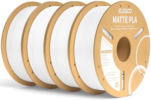 ELEGOO Matte PLA Filament Matte White 4KG, 1.75mm 3D Printer Filament Bundle Dimensional Accuracy +/- 0.02mm, 4pcs 1kg Carboard Spool (2.2lbs) for Most FDM 3D Printers