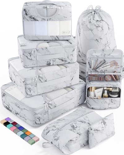 Veken 8 Set Packing Cubes for Travel Essentials, Suitcase Organizer Bags in 4 Sizes, Carry-On Luggage Accessories with Large Laundry & Hanging Toiletry Bag, Must-Have for Airplane, Road Trip & Camping