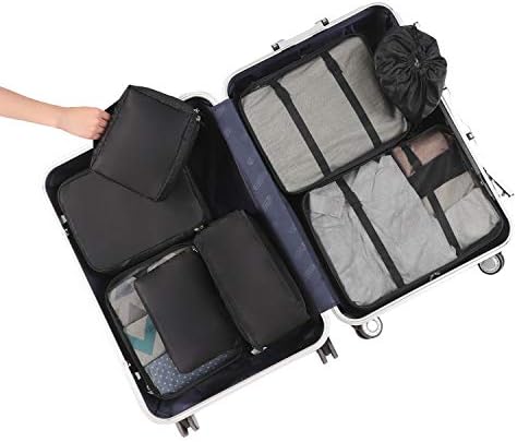 BAGAIL 8 Set Packing Cubes Luggage Packing Organizers for Travel Accessories (Jet Black)