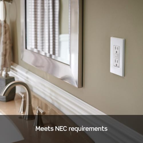 Leviton GFCI Outlet, 15 Amp, Self Test, Tamper-Resistant with LED Indicator Light, Protection from Electric Shock and Electrocution, GFTR1-W, White