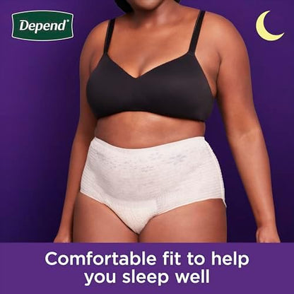 Depend Night Defense Adult Incontinence & Postpartum Bladder Leak Underwear for Women, Disposable, Overnight, Extra-Large, Blush, 48 Count (4 Packs of 12), Packaging May Vary