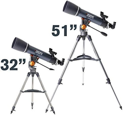 Celestron – AstroMaster 102AZ Telescope – Short-Tube Refractor Telescope – Fully-Coated Glass Optics – Adjustable-Height Tripod – Bonus Astronomy Software Package