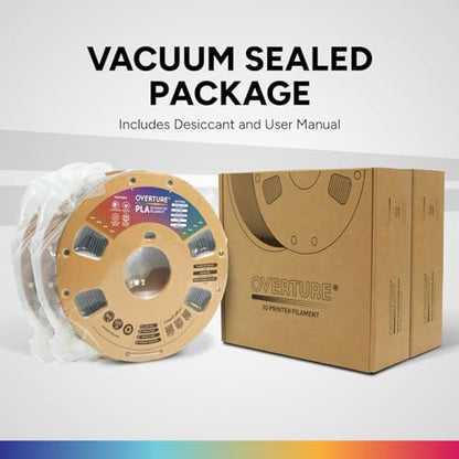 OVERTURE 2KG Bundle PLA Filament 1.75mm, Neatly Wound 3D Printer Filament 2 Pack 1kg Spool (2.2lbs), Dimensional Accuracy +/- 0.02 mm, Fit Most FDM 3D Printers (Space Gray 2-Pack)