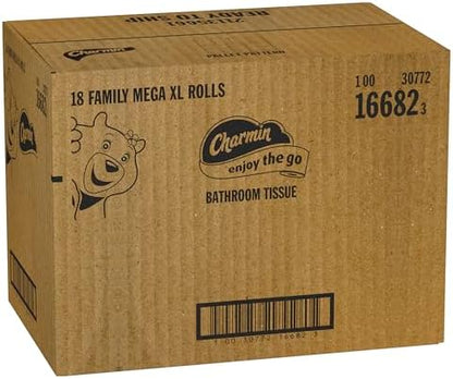 Charmin Toilet Paper Ultra Soft Cushiony Touch, 18 Family Mega XL Rolls = 126 Regular Rolls