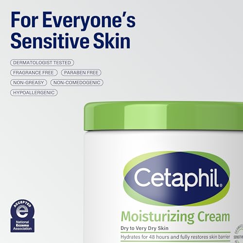 Cetaphil Face & Body Moisturizer, Hydrating Moisturizing Cream for Dry to Very Dry, Sensitive Skin, NEW 20 oz, Fragrance Free, Non-Comedogenic, Non-Greasy (Packaging May Vary)
