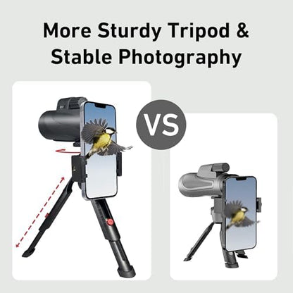 Gosky 15x52 HD Monocular, Monocular for Adults High Powered with Tripod, Monocular Compact with BAK4 Prism & FMC Lens, Bluetooth Camera Remote, Monoculars for Hunting, Bird Watching, Hiking,Traveling