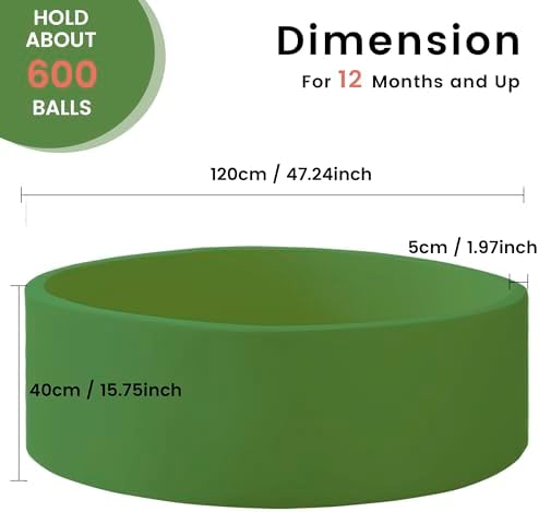 Ball Pit for Toddlers 47.24''x15.75'' Baby Ball Pits Round Foam Ball Pits Lagre Kids Ball Pit Kids Play Ball Pool Ideal Gift for Children (Green, NO Balls)