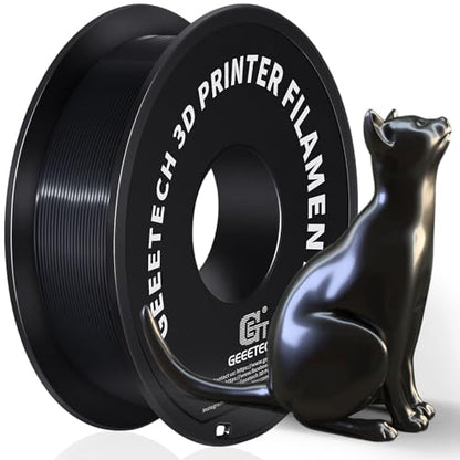 Geeetech Silk PLA Filament 1.75mm for 3D Printer, Metal-Like Shiny 3D Filament 1kg (2.2lbs) 1 Spool, Dimensional Accuracy +/- 0.02 mm, Metallic Black