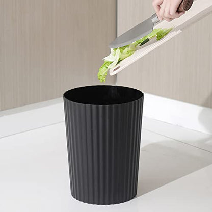 JiatuA Small Trash Can Plastic Wastebasket Round Garbage Container Bin for Bathroom, Kitchen, Bedroom, Home Office, College Dorm, Black 4 Pack