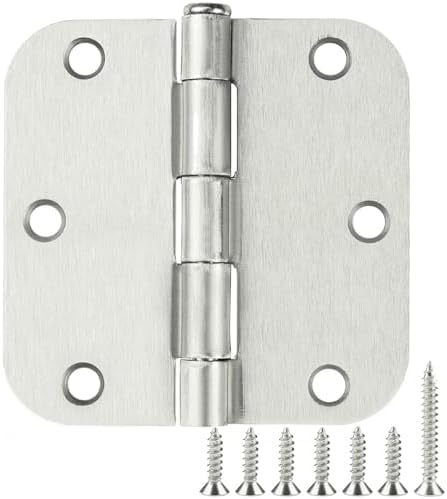 30 Pack Rounded Satin Door Hinges Brushed Nickel 3.5 Inch Interior 3 1/2 Inch 5/8" Radius Corners Iron Bifold Silver Residential Bed Room Hinge for Doors Hardware Controls House Decor Accessories