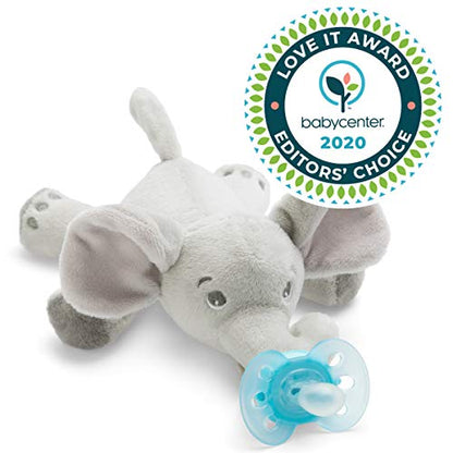 Philips AVENT Ultra Soft Snuggle Pacifier Holder with Detachable Pacifier, 0-6m, Elephant, SCF348/03