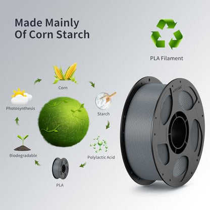 ANYCUBIC 3D Printer Filament PLA Bundle, PLA Filament 1.75mm Dimensional Accuracy +/- 0.02mm, 1KG Reusable Spool, 2KG Gray