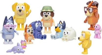 Bluey Figures Super Fan Collector Set – 12-Pack, Includes Chattermax, Grey Dancer, Lucky, Nana, Jean-Luc, Pom Pom, Grandad & More – Gift for Kids Ages 3+, Amazon Exclusive